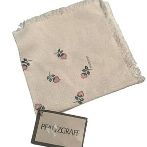 VTG Pfaltzgraff Pink Floral Rose April Napkins with Fringe Set of 2 Made in USA